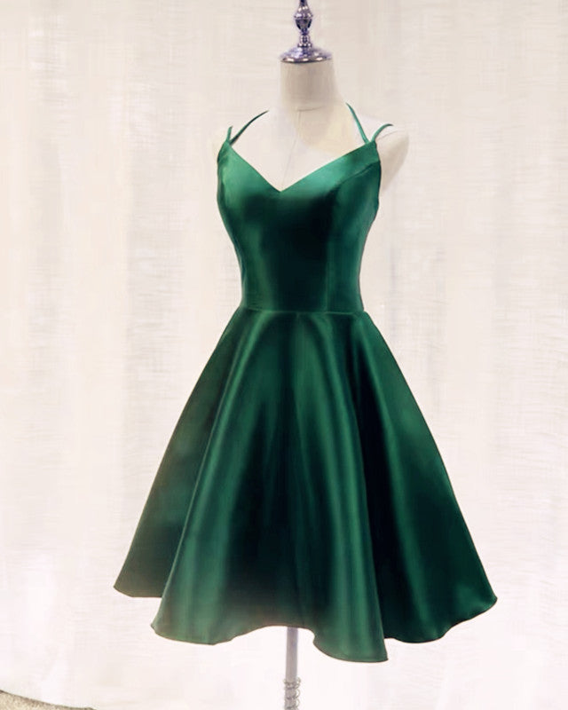 Cute A Line Satin Prom Dresses Short