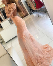 Load image into Gallery viewer, Long Sleeves Open Back Lace Mermaid Prom Dresses
