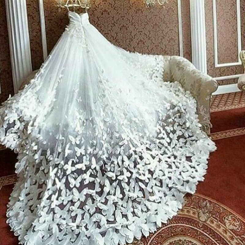 unique butterfly wedding dresses ball gowns sweetheart neckline-alinanova